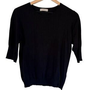 Marks & Spencer Black Knit Top | 3/4 Sleeve | Stretch | Classic Minimal